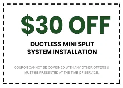 $30 ductless mini split system installation coupon